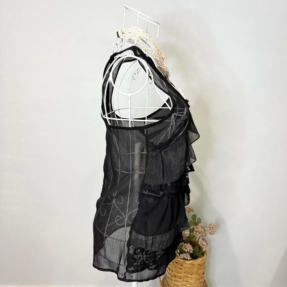 Gorgeous black sparkly ruffle vintage y2k tank - Picture 4 of 6